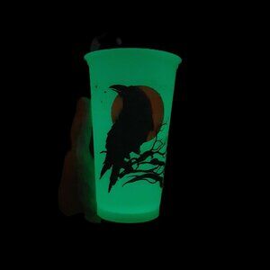 Starbuck 16 Oz Reusable Cup Glow In The Dark Halloween Raven Crow - Halloween